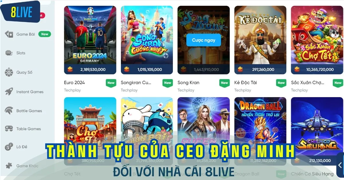 Thành tựu Đặng Minh đạt được khi lãnh đạo nhà cái 8LIVE